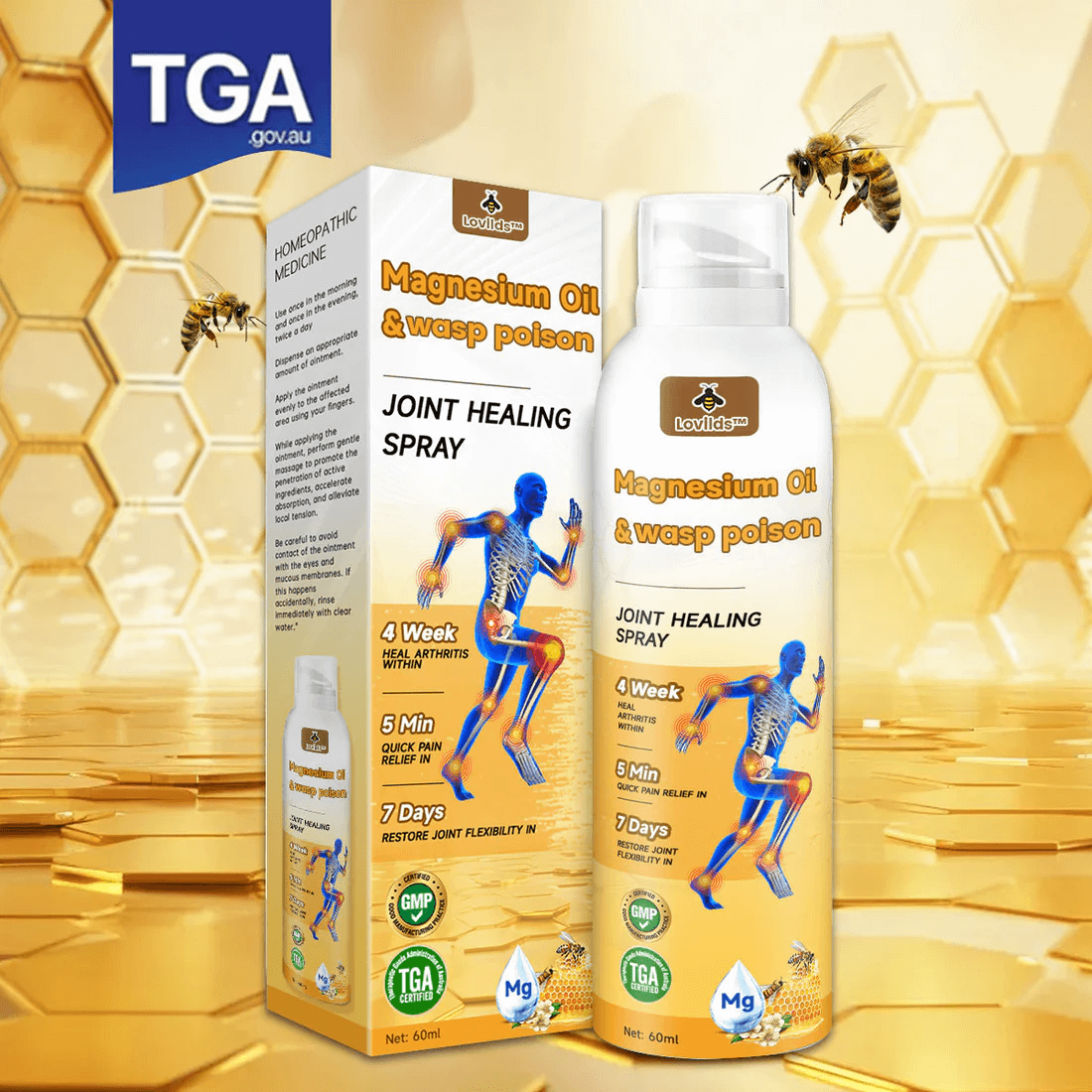 💧🐝Lovilds™ Magnesium Oil & wasp poison Joint Healing Spray👨‍⚕️Approved by the Australian Orthopaedic Association (AOA)